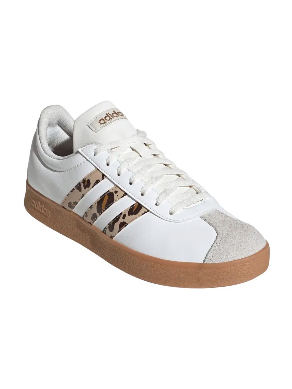 adidas White Sneakers with Leopard-Print Stripes